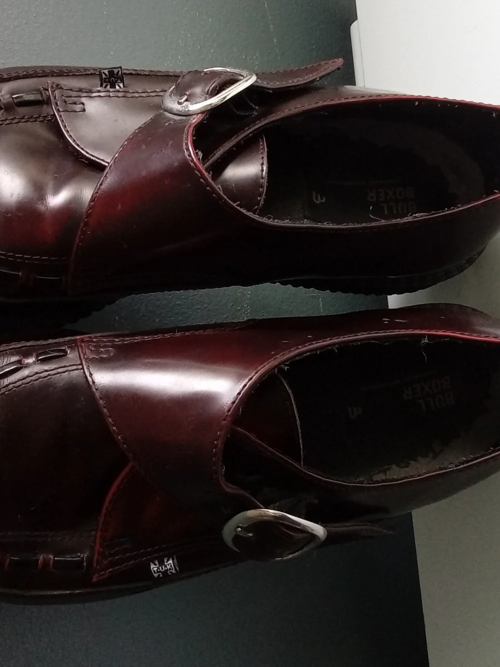 T.U.K.‎ Burgundy Oxblood Pointed Toe Monk Strap Creeper Shoes Platform Mens 41